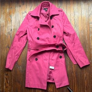Express Fuchsia Double-Breasted Trench Coat